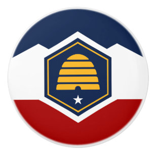 Ceramic knob pull with new flag of Utah, USA