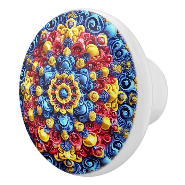 Ceramic knob pull with Romanian Colors (Right)