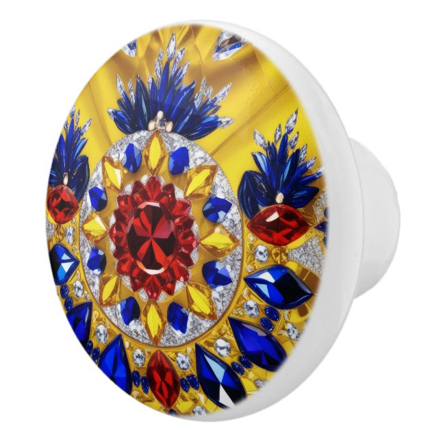 Ceramic knob pull with Romanian Colors (Right)