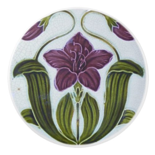 Ceramic Knob _ Vintage Looking Art Nouveau Design