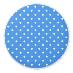 Ceramic Knob/White Polka Dots-Blue Background Knob