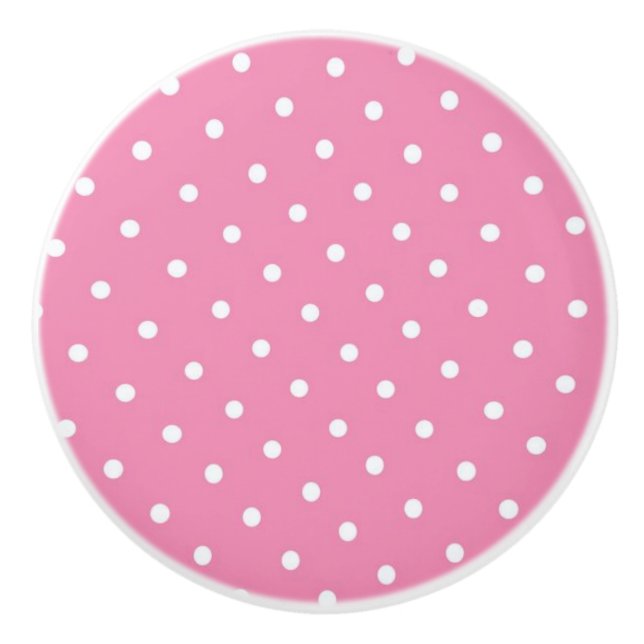 Ceramic Knob/White Polka Dots-Pink Background Knob (Front)