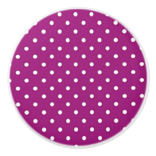 Ceramic Knob/White Polka Dots-Purple Background Knob