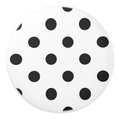 Ceramic Knob _ White with Black Polka Dots
