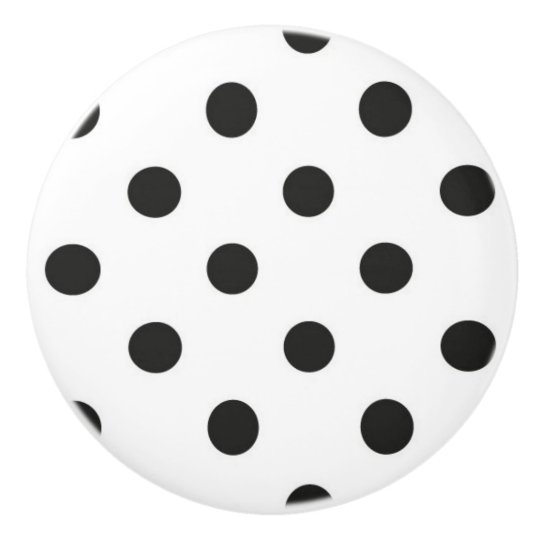 Ceramic Knob White with Black Polka Dots