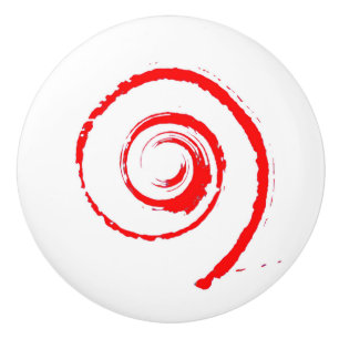 Ceramic Knob with Red Twirl