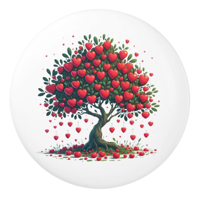 Ceramic knob with tree of love print (Front)