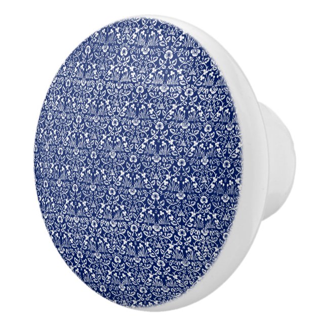 Ceramic Knobs William Morris Blue Art (Right)