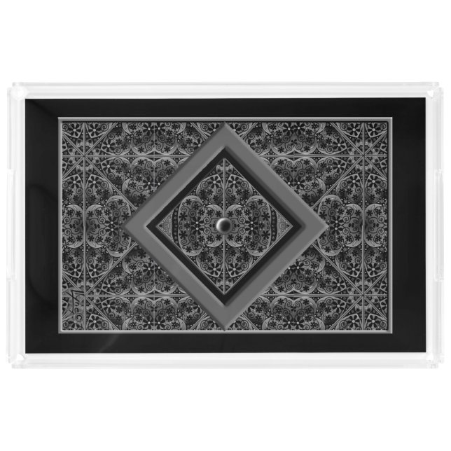 Ceramic lace Black Acrylic Tray (Front)