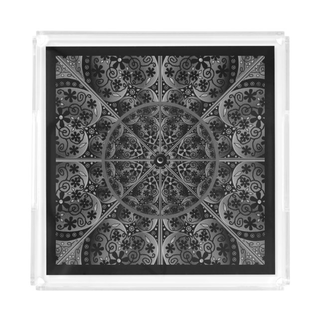 Ceramic lace Black Acrylic Tray (Front)