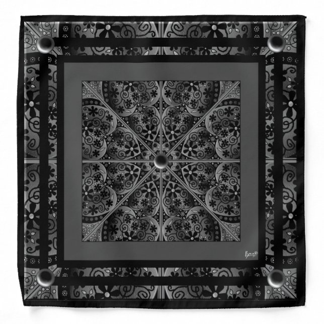 Ceramic Lace Black Bandana (Front)