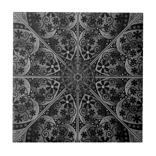 Ceramic Lace Black Ceramic Tile (Front)