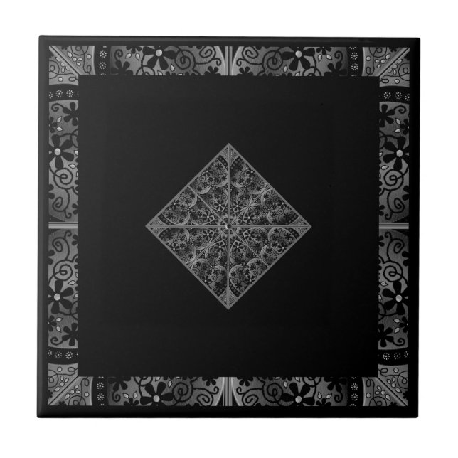 Ceramic Lace black Ceramic Tile (Front)