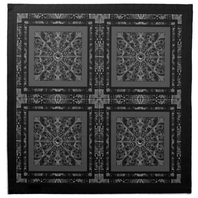 Ceramic Lace Black Cloth Napkin (Front)