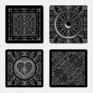 Ceramic Lace Black Coaster Set