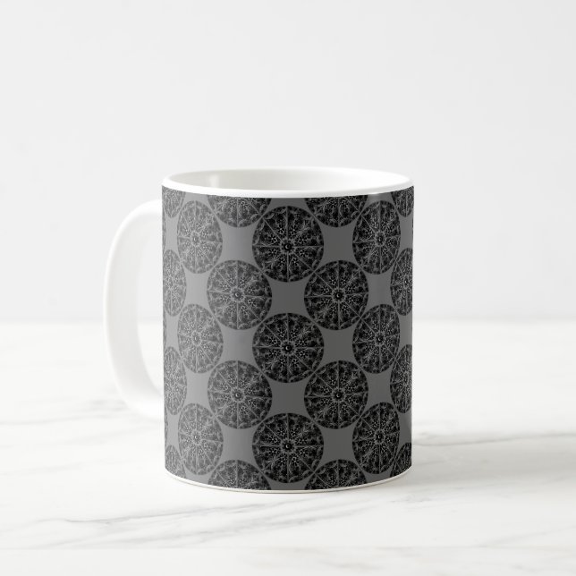 Ceramic lace Black Coffee Mug (Front Left)