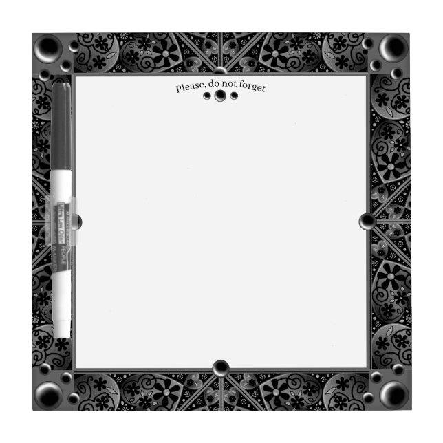 Ceramic Lace Black Dry Erase Board (Front)
