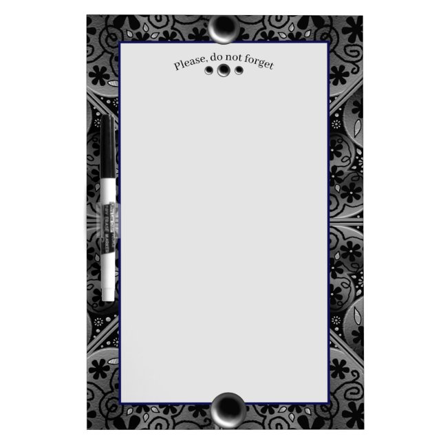 Ceramic Lace Black Dry Erase Board (Front)