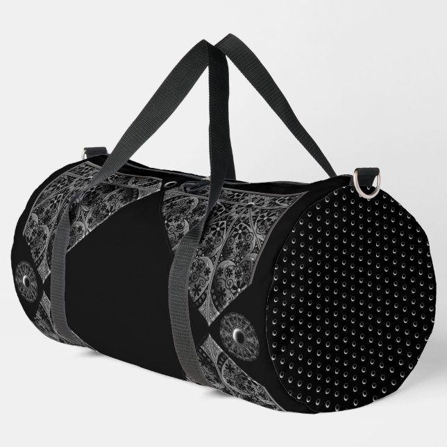Ceramic Lace Black Duffle Bag (Left Corner)