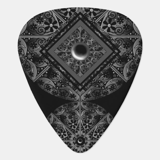 Ceramic Lace Black Guitar Pick (Front)