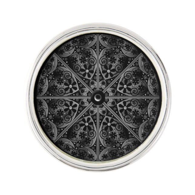Ceramic Lace Black Lapel Pin (Front)
