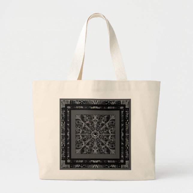 Ceramic lace Black Large Tote Bag (Front)