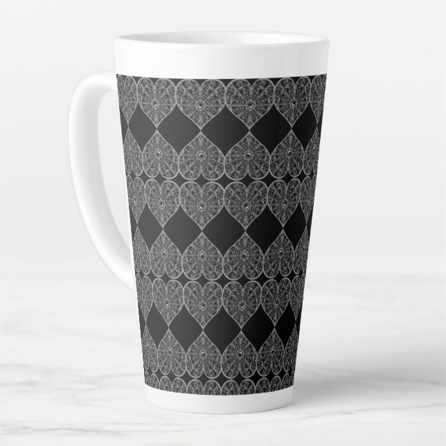 Ceramic Lace Black Latte Mug (Left Angle)