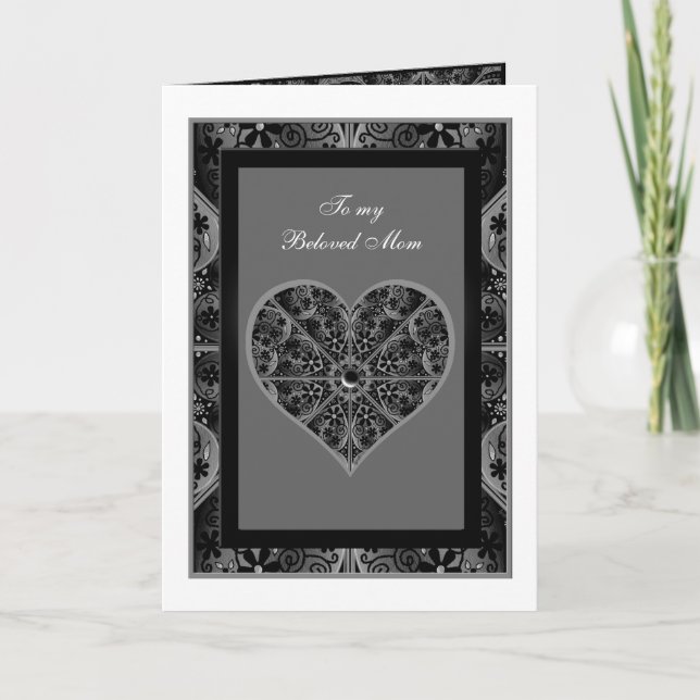 Ceramic Lace black Letterpress Thank You Card (Front)