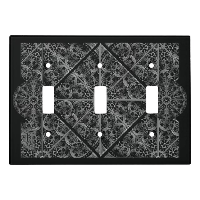 Ceramic Lace Black Light Switch Cover (Front)