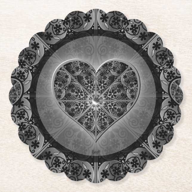 Ceramic Lace Black Paper Coaster (Front)