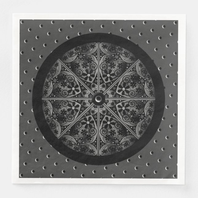 Ceramic Lace Black Paper Dinner Napkins (Front)