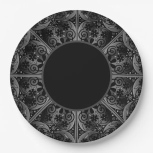 Ceramic Lace Black Paper Plates