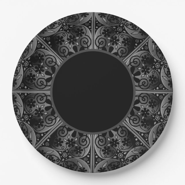 Ceramic Lace Black Paper Plates (Front)