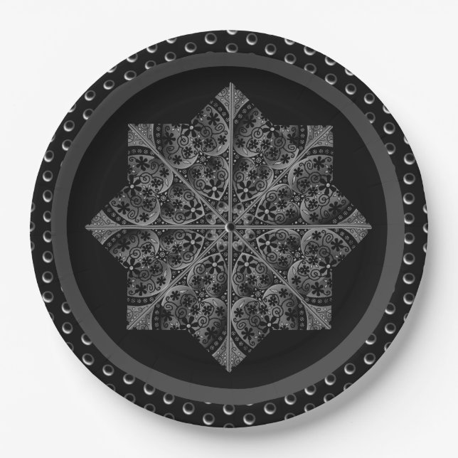 Ceramic Lace Black Paper Plates (Front)