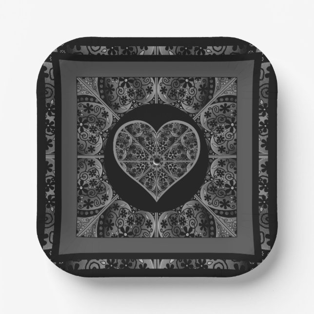 Ceramic Lace Black Paper Plates (Front)