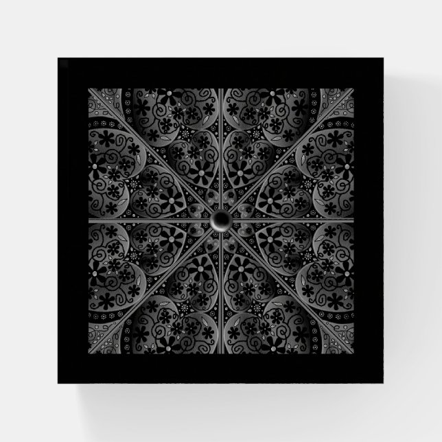 Ceramic Lace Black Paperweight (Front)