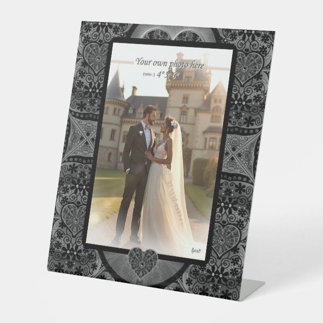 Ceramic lace Black Pedestal Sign (Front)