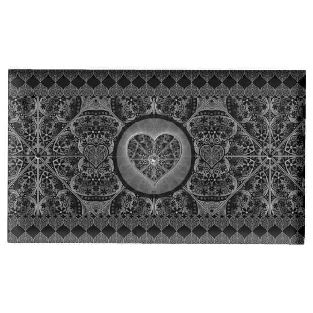 Ceramic Lace Black Place Card Holder (Front)