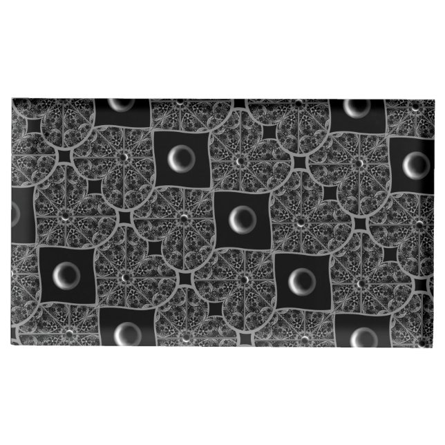 Ceramic Lace Black Place Card Holder (Front)