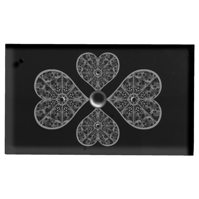 Ceramic Lace Black Place Card Holder (Front)