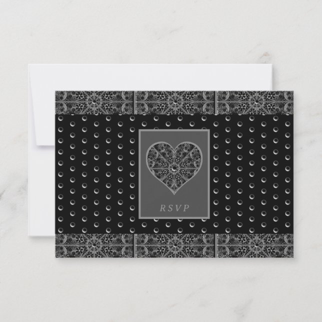 Ceramic Lace Black RSVP Card (Front)