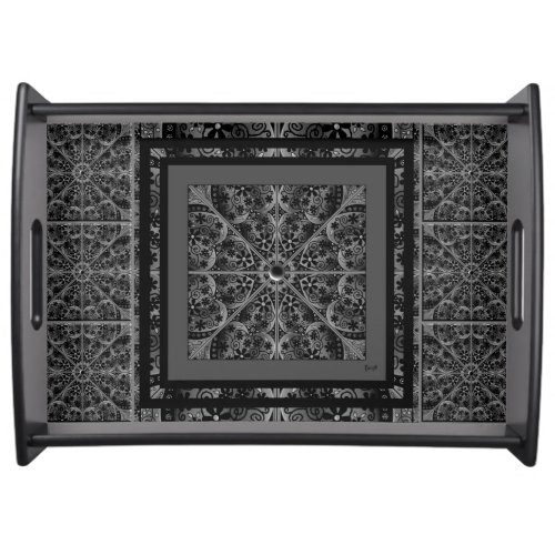 Ceramic Lace Black Serving Tray