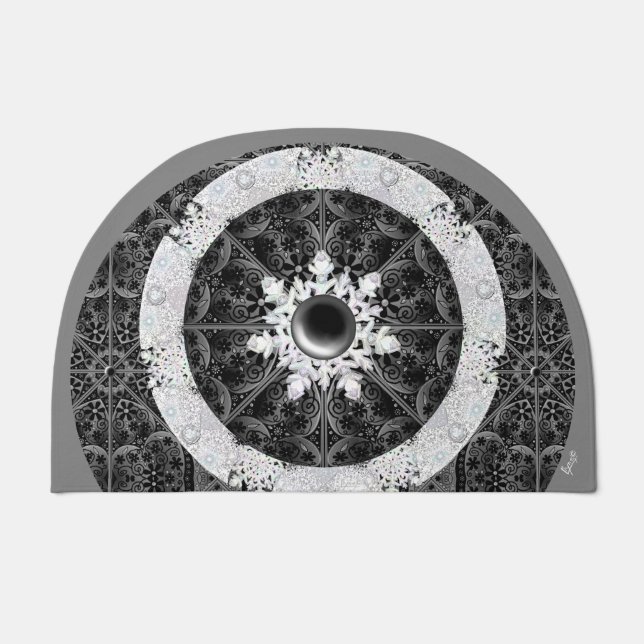 Ceramic lace black & snowflake doormat (Front)