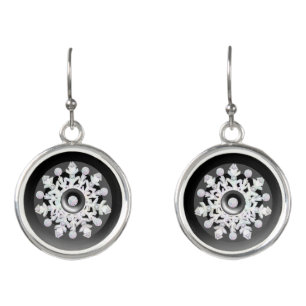 Ceramic lace black & snowflake earrings