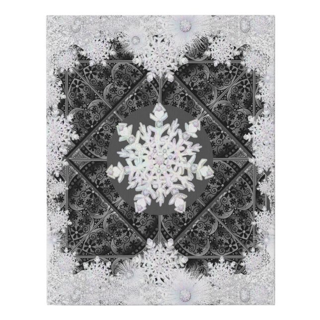 Ceramic lace black & snowflake faux canvas print (Front)