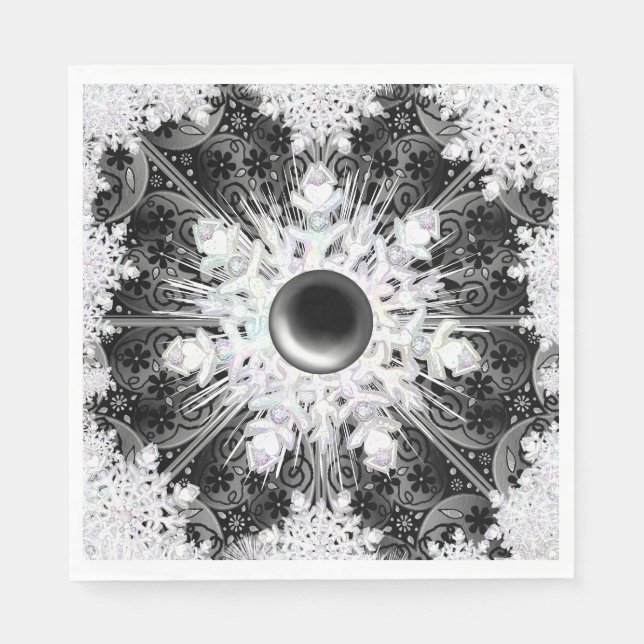 Ceramic lace black & snowflake napkins (Front)
