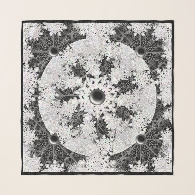 Ceramic lace black & snowflake scarf (Front)