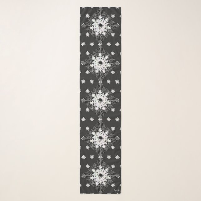 Ceramic lace black & snowflake scarf (Front)