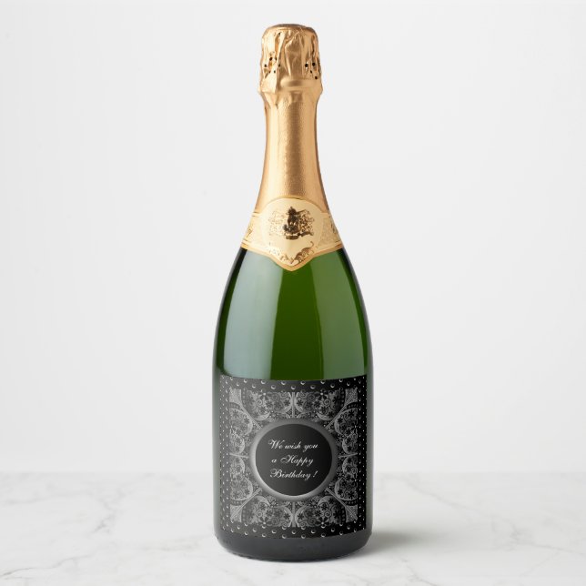 Ceramic Lace Black Sparkling Wine Label (Front)