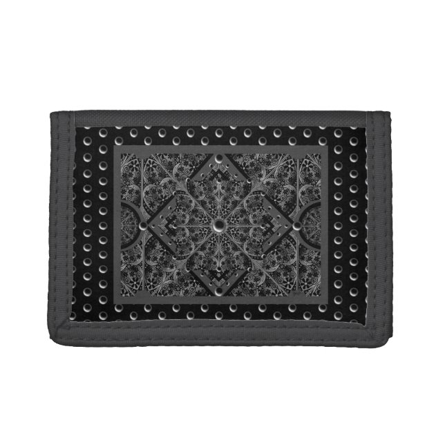 Ceramic Lace Black Trifold Wallet (Front)